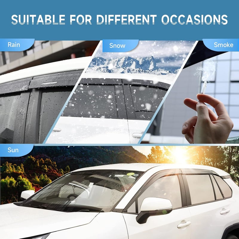 ACLONG Tape-On Rain Guards Fit for Toyota RAV4 2019 2020 2021 2022 2023 Tape-On Smoke Side Shatterproof Window Visor, Out-Channel Window Deflectors, 6-Pieces Set - Image 4